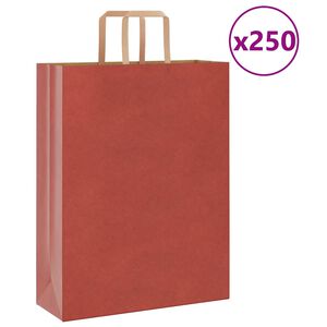 vidaXL Papp&iacute;rspokar 250 stk me&eth; Handf&ouml;ngum Rau&eth;ir 32x12x42 cm