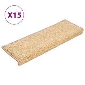 vidaXL Stigamottur 15 stk 65x21x4 cm kremlita&eth;ar r&eacute;tthyrndar br&uacute;nir