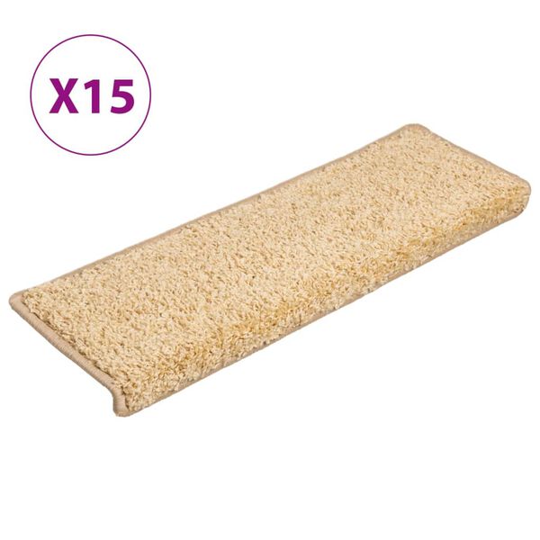 vidaXL Stigamottur 15 stk 65x21x4 cm kremlita&eth;ar r&eacute;tthyrndar br&uacute;nir