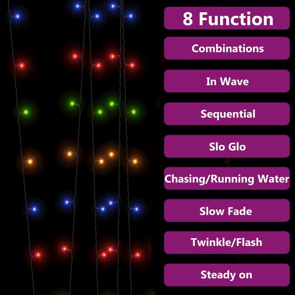 vidaXL Sólarorkuknúnar Seríur 2 stk. 2x200 LED Litríkar Inni Úti