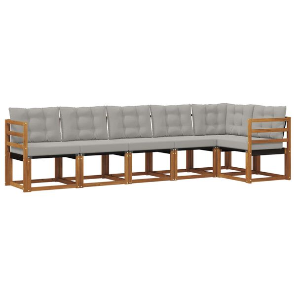 vidaXL &Uacute;ti s&oacute;fasett me&eth; p&uacute;&eth;i 6 pcs N&aacute;tt&uacute;rulegt og Lj&oacute;st Gr&aacute;tt