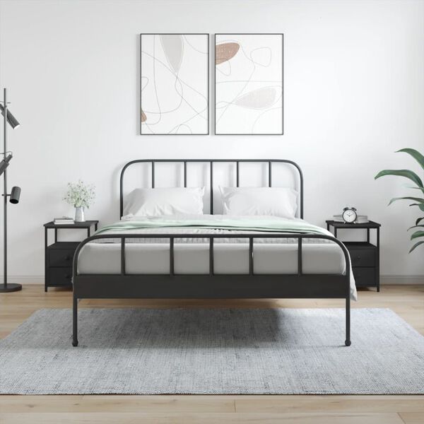 vidaXL N&aacute;ttbor&eth; 2 stk. Sv&ouml;rt 34x35,5x50 cm Samsettur Vi&eth;ur