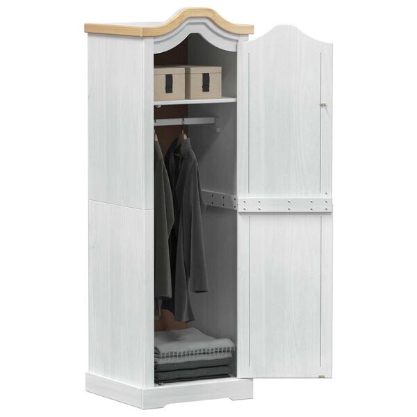 vidaXL Sk&aacute;par me&eth; hillu me&eth; hur&eth; Hv&iacute;tt 55 x 52 x 170 cm Solid furuhikk