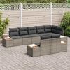 vidaXL Gar&eth;s&oacute;fa sett me&eth; p&uacute;&eth;i 8 pcs Gr&aacute;r Poly rattan