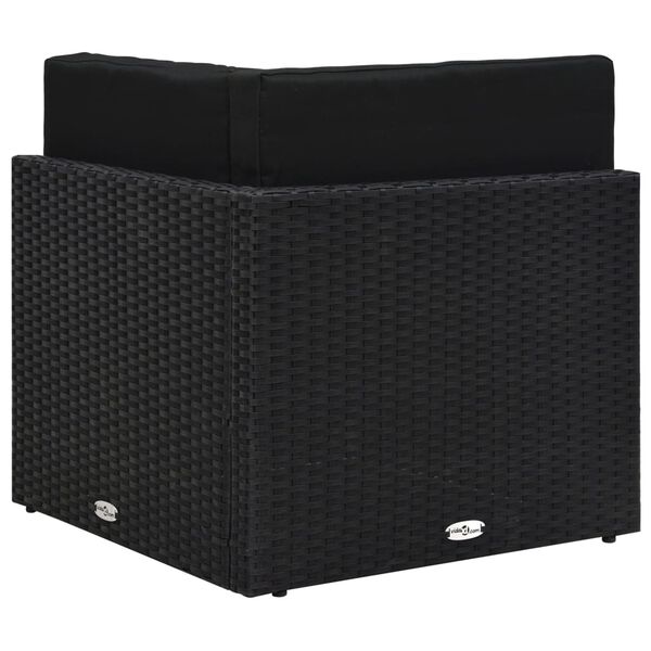 vidaXL Hornsófaeining Pólýrattan Svört