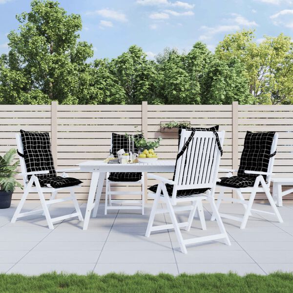 vidaXL St&oacute;lsessur me&eth; H&aacute;u Baki 4 stk. Svartk&ouml;fl&oacute;ttar Oxfordefni