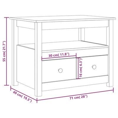 vidaXL sófaborð Svart 71x49x55 cm Solid Wood Furu