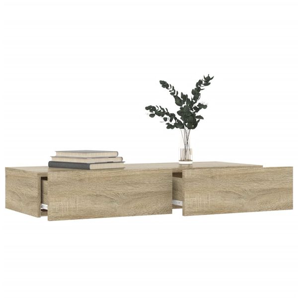 vidaXL Sj&oacute;nvarpssk&aacute;pur me&eth; LED Lj&oacute;sum Sonoma Eik 90x35x15,5 cm