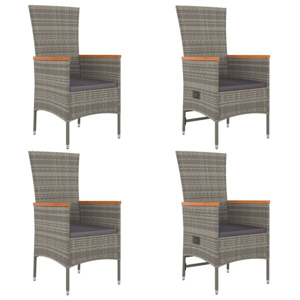 vidaXL 5 Parta Gar&eth;h&uacute;sgagnasett me&eth; Sessum P&oacute;l&yacute;rattan Gr&aacute;tt