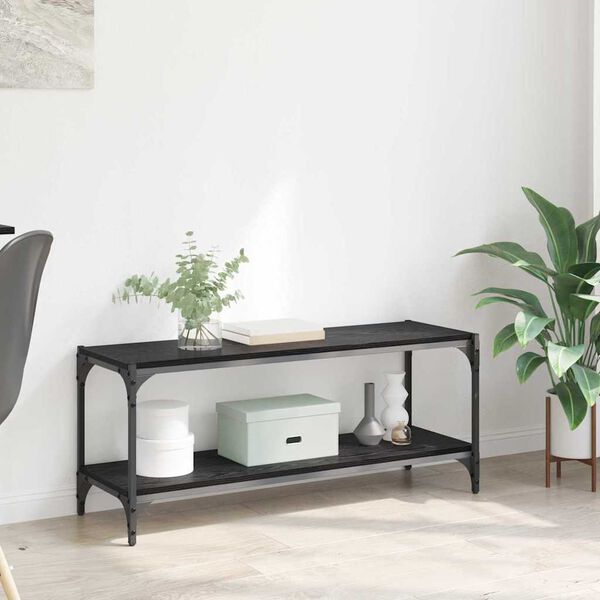 vidaXL Sj&oacute;nvarpssk&aacute;pur Svartur Eik 100x33x41cm Virka&eth; tr&eacute; og j&aacute;rn