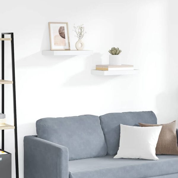 vidaXL Vegghengdar Hillur 2 stk. Eikarlitur & Hv&iacute;tur 50x23x3,8 cm MDF