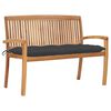 vidaXL Staflanlegur Gar&eth;bekkur me&eth; Sessum 128,5 cm Gegnheill Tekkvi&eth;ur