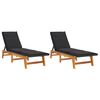 vidaXL S&oacute;lbekkir me&eth; Sessum 2 stk. P&oacute;l&yacute;rattan og Gegnheill Akas&iacute;uvi&eth;ur