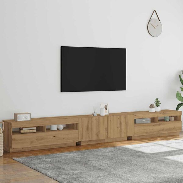 vidaXL sjónvarpsskápur með LED ljósum Artisan Oak 300x35x40 cm