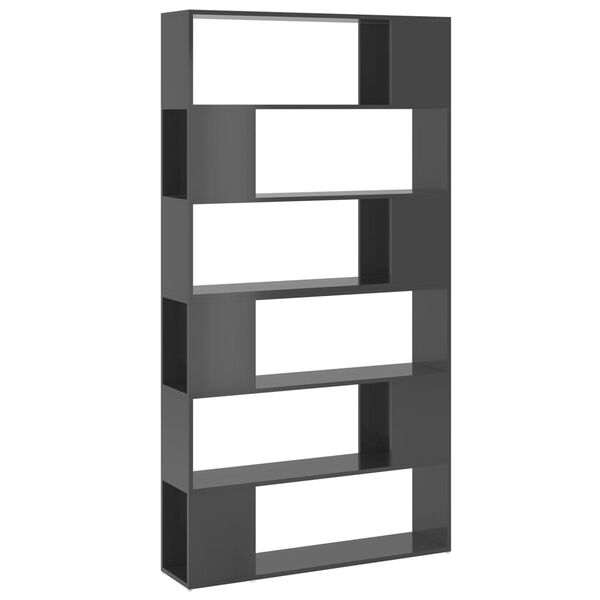 vidaXL B&oacute;kahilla/Skilr&uacute;m H&aacute;glans Gr&aacute;tt 100x24x188 cm