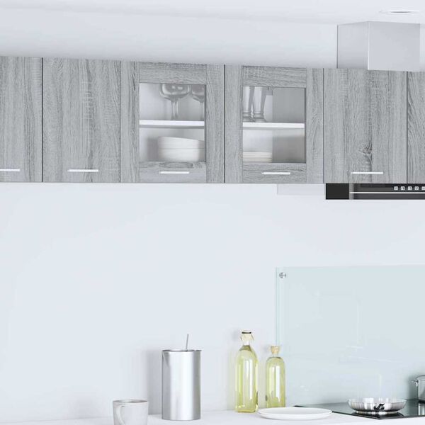 vidaXL Vegghengdur sk&aacute;pur me&eth; hur&eth; Gr&aacute;r Sonoma og hv&iacute;t 80 x 31 x 40 cm