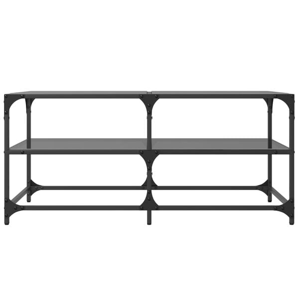 vidaXL S&oacute;fabor&eth; me&eth; Svart Glerpl&ouml;tu 98,5x50x45 cm St&aacute;l