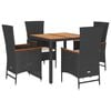 vidaXL 5 Hluta Gar&eth;bor&eth;stofusett me&eth; Sessum Svart P&oacute;l&yacute;rattan