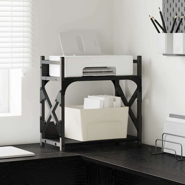 vidaXL Prentara standur Svartur Eik 40 x 20 x 40 cm Samsettur viður