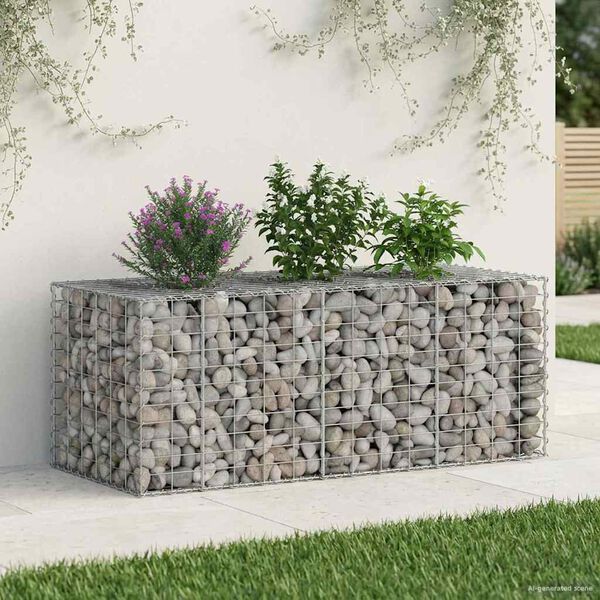 vidaXL Gabion h&aelig;kka&eth; r&uacute;m Silfur 140 x 60 x 55 cm Galvaniserad st&aacute;l