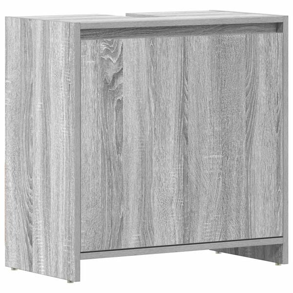 vidaXL Ba&eth;herbergissk&aacute;pur Gr&aacute;ir Sonoma Eik 60x33x61 cm Samsettur Vi&eth;ur