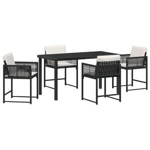 vidaXL Gar&eth;ur bor&eth;sett 5 pcs Svartur p&oacute;l&yacute;rattan