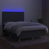 vidaXL H&oacute;lfa&eth; Springr&uacute;m me&eth; D&yacute;nu&LED D&ouml;kkgr&aacute;tt 140x190cm Tauefni