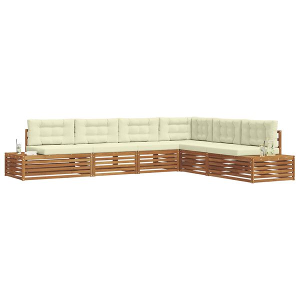 vidaXL &Uacute;ti s&oacute;fasett me&eth; p&uacute;&eth;i 6 Stykki N&aacute;tt&uacute;rulegt og Krem