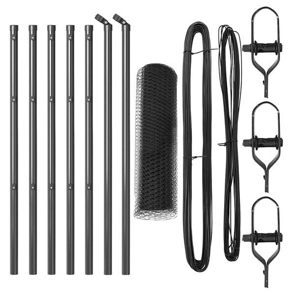 vidaXL Gir&eth;ingarp&oacute;stur Gr&aacute;r 10 x 0,4 m (13 mm net) St&aacute;l og PVC