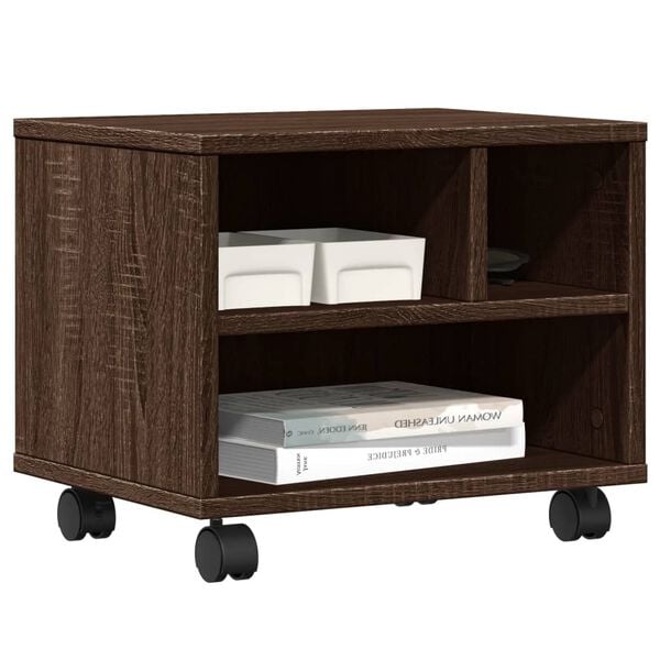 vidaXL Prentarastandur &aacute; Hj&oacute;lum Br&uacute;n Eik 41x32x34,5 cm