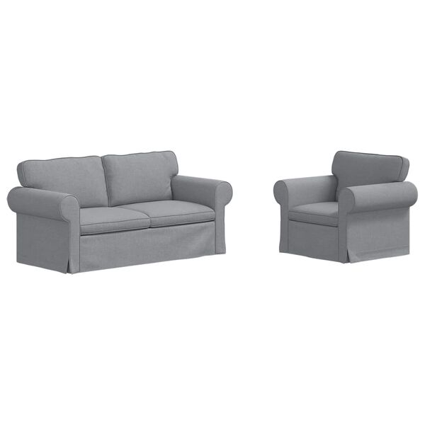 vidaXL S&oacute;fi 2 pcs Lj&oacute;sgr&aacute;r 175 x 82 x 80 cm d&uacute;kur