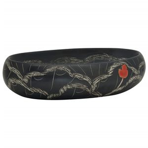 vidaXL Handlaug &aacute; Bor&eth;pl&ouml;tu Svartur Spor&ouml;skjulaga 59x40x15 cm Keramik