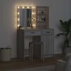 vidaXL Snyrtibor&eth;ssetur me&eth; LED 2 pcs Gr&aacute;r Sonoma Samsettur vi&eth;ur