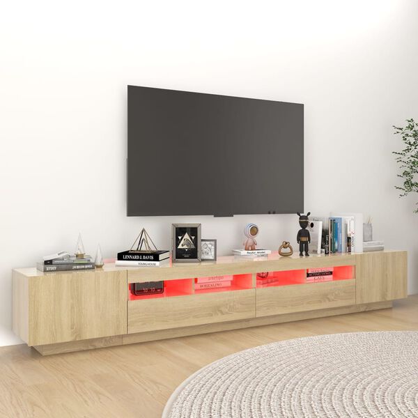 vidaXL Sj&oacute;nvarpssk&aacute;pur me&eth; LED Lj&oacute;sum Sonoma Eik 260x35x40 cm