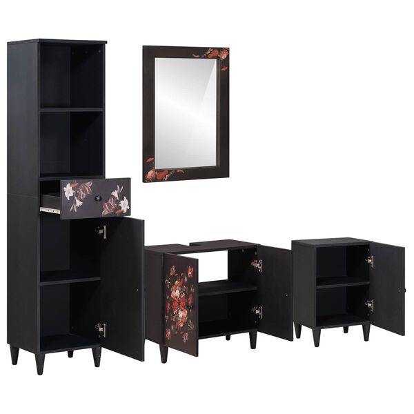 vidaXL Ba&eth;herbergi sk&aacute;pur sett me&eth; sk&uacute;ffu me&eth; hur&eth; 4 pcs Hart mang&oacute;tr&eacute;