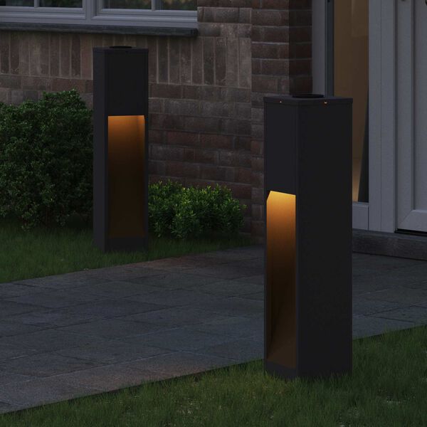 vidaXL S&oacute;l LED lei&eth;arlj&oacute;s 2 pcs Svartur Kaldvalsa&eth;ur st&aacute;lar