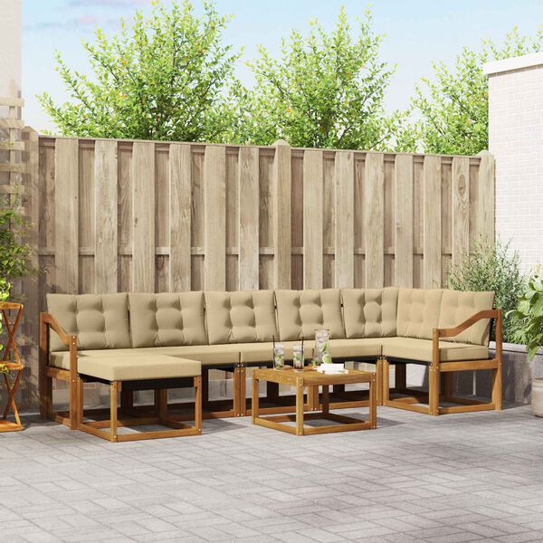 vidaXL &Uacute;ti s&oacute;fasett me&eth; p&uacute;&eth;i 8 pcs N&aacute;tt&uacute;rulegt og B&eacute;ig