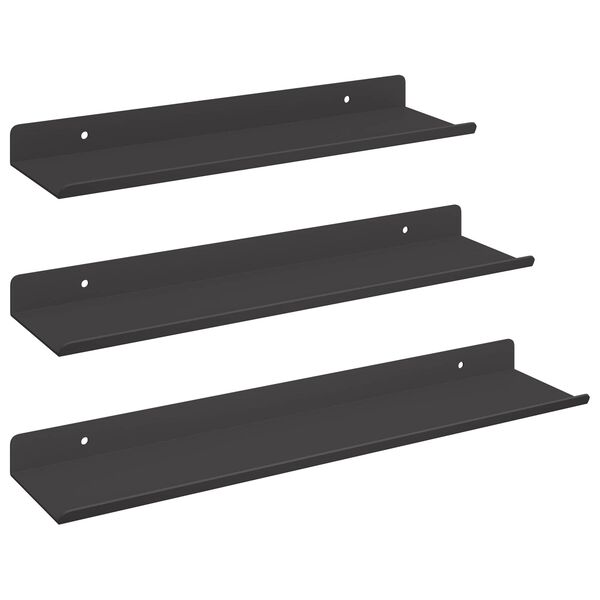vidaXL Flj&oacute;tandi skrifbor&eth; Vegghengt 3 pcs Svart 40 x 9 x 2,5 cm St&aacute;l