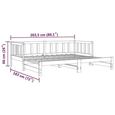 vidaXL útdraganlegt dagrúm án dýnu Hvítt 2x(90x200) cm