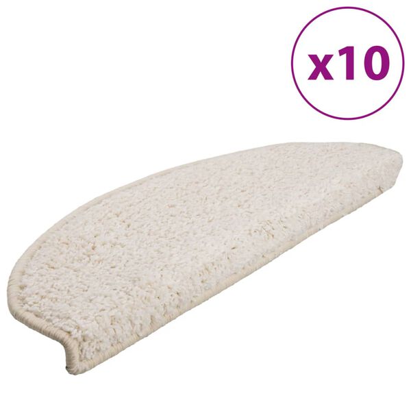 vidaXL Stigamottur 10 stk 65x21x4 cm hv&iacute;tar h&aacute;lfhringlaga st&oacute;rar