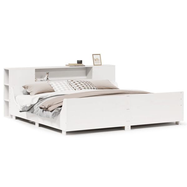 vidaXL R&uacute;mgrind &aacute;n D&yacute;nu Hv&iacute;tur 180x200 cm Gegnheil Fura