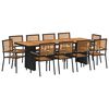 vidaXL Gar&eth;ur bor&eth;sett 11 pcs Svartur og br&uacute;nn p&oacute;l&yacute;rattan