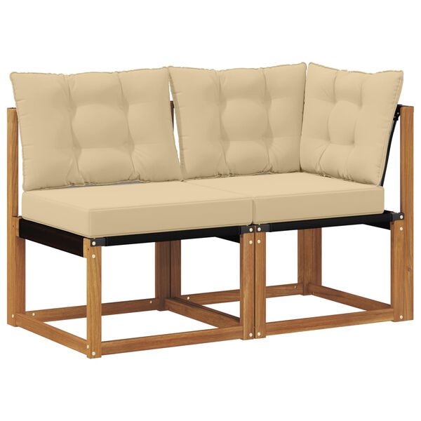 vidaXL &Uacute;tistrokkur mi&eth;- og hornsofa me&eth; p&uacute;&eth;i 2 Stykki N&aacute;tt&uacute;rulegur