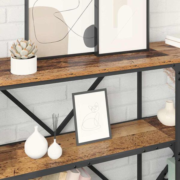 vidaXL Veggbor&eth; Gamalt timbur 180 x 30 x 75 cm Samsettur vi&eth;ur