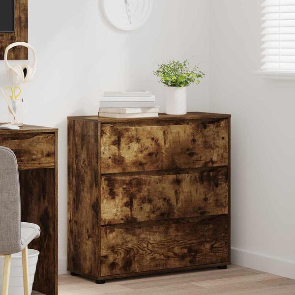 vidaXL Geymslusk&aacute;pur Rau&eth;-eik 80 x 31 x 81 cm Samsettur vi&eth;ur