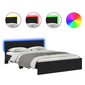 vidaXL Ramsv&iacute;k me&eth; h&ouml;fu&eth;gafl Svartur Eik 140 x 190 cm Samsettur vi&eth;ur