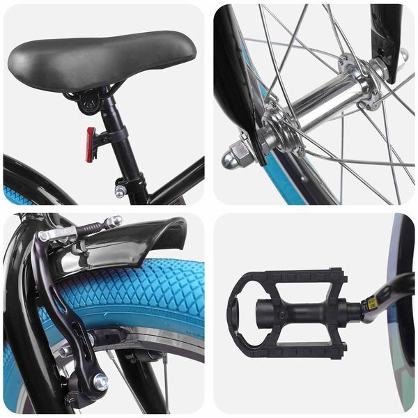 vidaXL Barnahj&oacute;l 18 Tommur fyrir 5-7 &aacute;ra Svartur