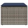 vidaXL Garðborð með sessu Grár 55x55x37 cm Pólýrattan