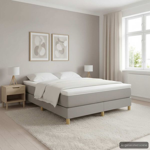 vidaXL R&uacute;mgrind me&eth; Springfj&ouml;&eth;rum Lj&oacute;sgr&aacute; 140x200 cm Efni