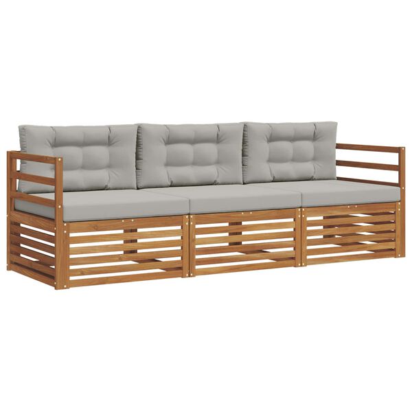 vidaXL &Uacute;ti s&oacute;fasett me&eth; p&uacute;&eth;i 3 pcs N&aacute;tt&uacute;rulegt og Lj&oacute;st Gr&aacute;tt